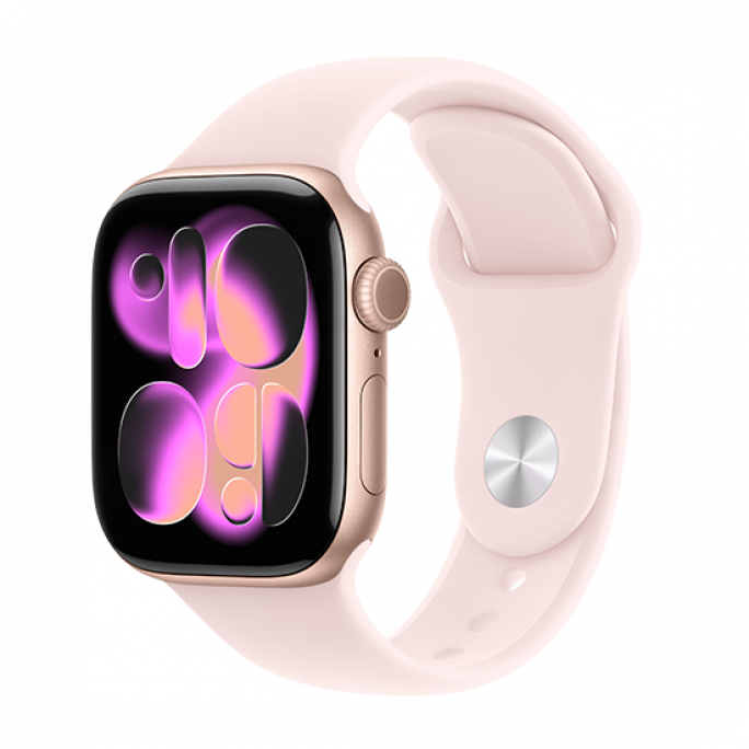Watch Apple Watch Series 11 (2025) LTE 42mm Rose Gold Case with Light Blush Sport Band S/M - Rose Gold, Afbeelding 1
