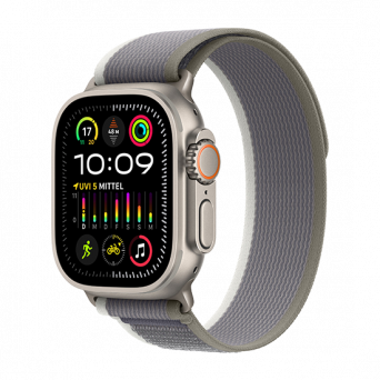 Watch Apple Watch Ultra 2 (2023) LTE 49mm Natural Titanium Case with Trail Loop S/M - Green/Grey, Image 1