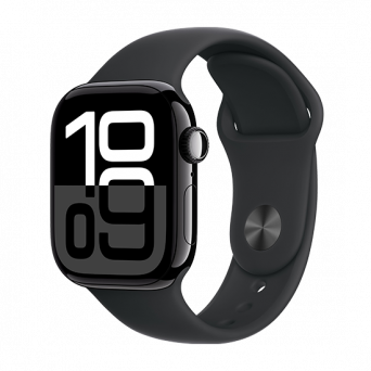 Watch Apple Watch Series 10 GPS 42mm Jet Black Aluminium Case with Sport Band S/M - Black, Image 1