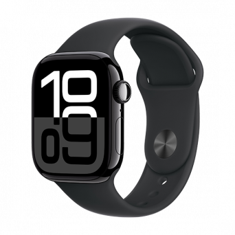 Watch Apple Watch Series 10 GPS 42mm Jet Black Aluminium Case with Sport Band S/M - Black, Image 1