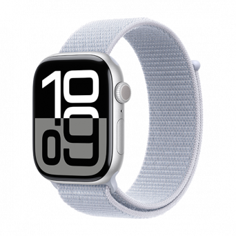 Watch Apple Watch Series 10 GPS 46mm Silver Aluminium Case with Sport Loop - Blue Cloud, Image 1