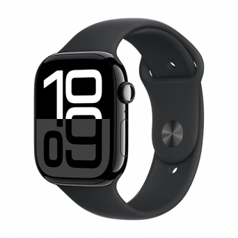 Watch Apple Watch Series 10 GPS 46mm Jet Black Aluminium Case with Sport Band M/L - Black, Image 1
