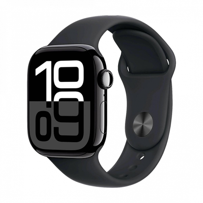 Watch Apple Watch Series 10 (2024) LTE 42mm Jet Black Aluminium Case with Sport Band - Black, Afbeelding 1