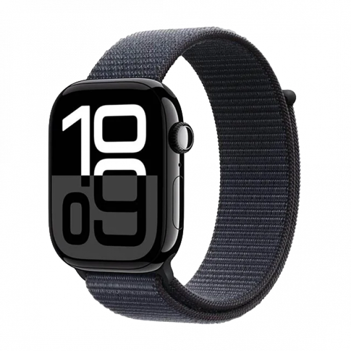 Watch Apple Watch Series 10 GPS + Cellular 46mm Jet Black Aluminium Case with Sport Loop - Black, Image 1