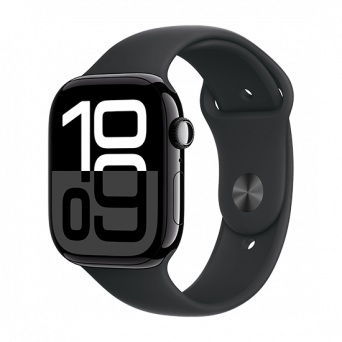 Watch Apple Watch Series 10 GPS 46mm Jet Black Aluminium Case with Sport Band M/L - Black, Image 1
