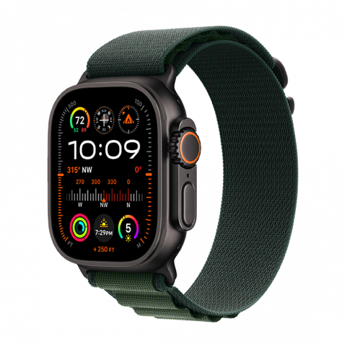 Watch Apple Watch Ultra 2 (2024) LTE 49mm Black Titanium Case with Alpine Loop M - Dark Green, Image 1