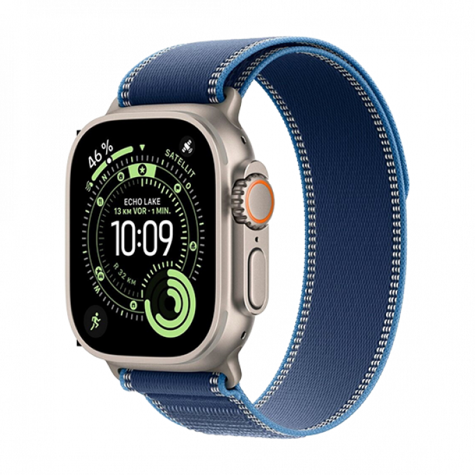 Watch Apple Watch Ultra 3 (2025) 5G 49mm Natural Titanium Case with Trail Loop S/M - Blue/Bright Blue, Image 1