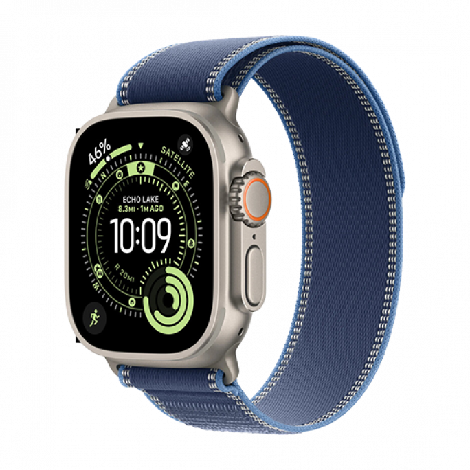 Watch Apple Watch Ultra 3 (2025) 5G 49mm Natural Titanium Case with Trail Loop M/L - Blue/Bright Blue, Image 1