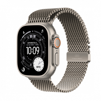 Watch Apple Watch Ultra 3 (2025) 5G 49mm Natural Titanium Case with Natural Titanium Milanese Loop M - Natural, Image 1