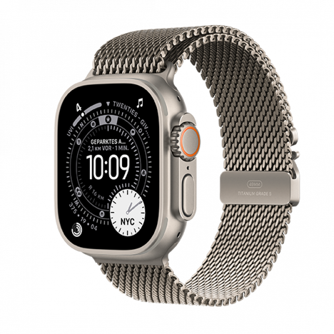Watch Apple Watch Ultra 3 (2025) 5G 49mm Natural Titanium Case with Natural Titanium Milanese Loop M - Natural, Image 1