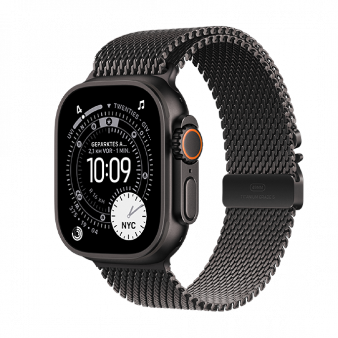 Watch Apple Watch Ultra 3 (2025) 5G 49mm Black Titanium Case with Black Titanium Milanese Loop M - Black, Image 1