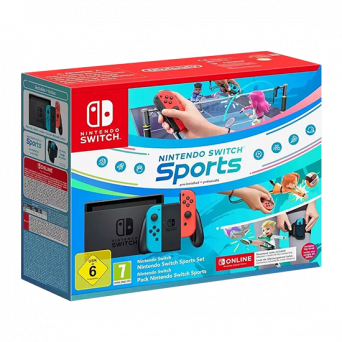 Nintendo Switch Console - Neon Blue/Neon Red Nintendo Switch Sports Set + 12 Months NSO, Image 1