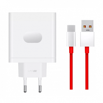 OnePlus 100W USB-A SuperVooc  Adapter + Cable - White, Image 1
