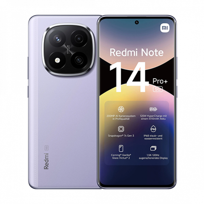 Xiaomi Redmi Note 14 Pro+ 5G Dual Sim 12GB RAM 512GB - Lavender Purple, Image 1
