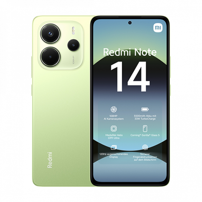 Xiaomi Redmi Note 14 4G Dual Sim 6GB RAM 128GB - Lime Green, Image 1