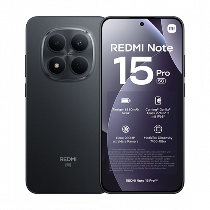 Xiaomi Redmi Note 15 Pro 5G Dual Sim 12GB RAM 512GB - Black, Afbeelding 1