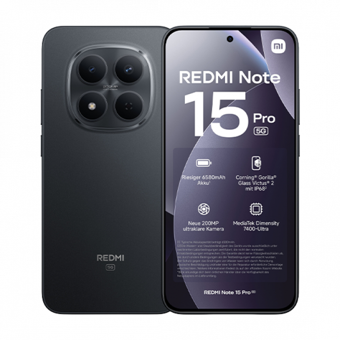 Xiaomi Redmi Note 15 Pro 5G Dual Sim 8GB RAM 256GB - Black, Afbeelding 1
