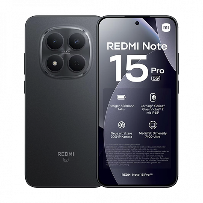 Xiaomi Redmi Note 15 Pro 5G Dual Sim 8GB RAM 512GB - Black, Afbeelding 1