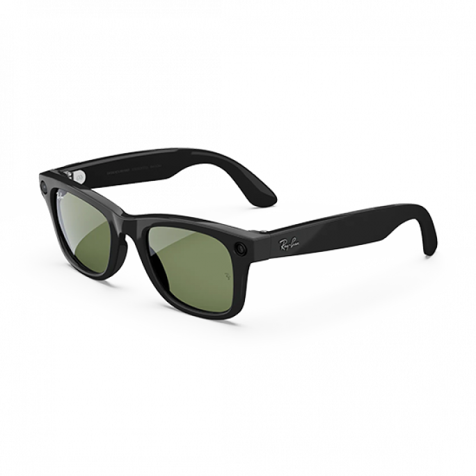 Ray-Ban Meta Wayfarer Gen1 Glasses with AI - Shiny Black/Green G-15, Image 1