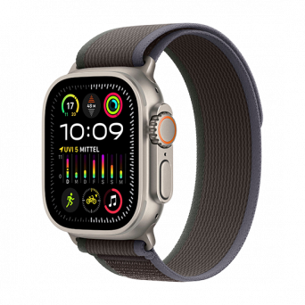 Watch Apple Watch Ultra 2 (2023) LTE 49mm Natural Titanium Case with Trail Loop S/M - Blue/Black, Image 1